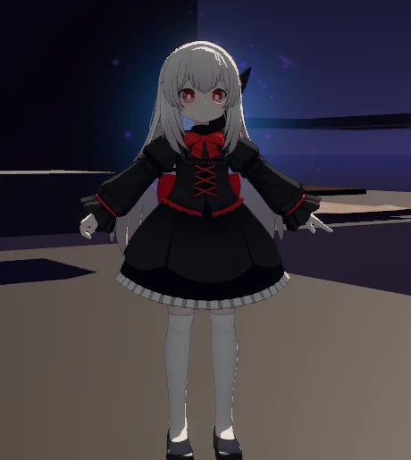 Inhyeong character: a white-haired doll girl in a black and red gothic dress